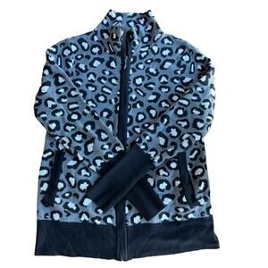 Rachel Zoe Sweater Jacket XS Women Leopard Print Zip Up Mock Neck